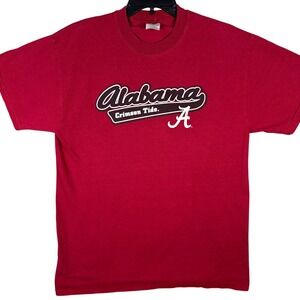 Jerzees Alabama Crimson Tide T-Shirt Mens Large Red Short Sleeve Graphic Cotton